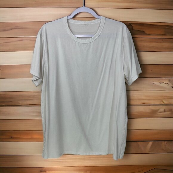 Lululemon Men's Size L White Crew Neck Stretch Tee Shirt - Picture 1 of 5